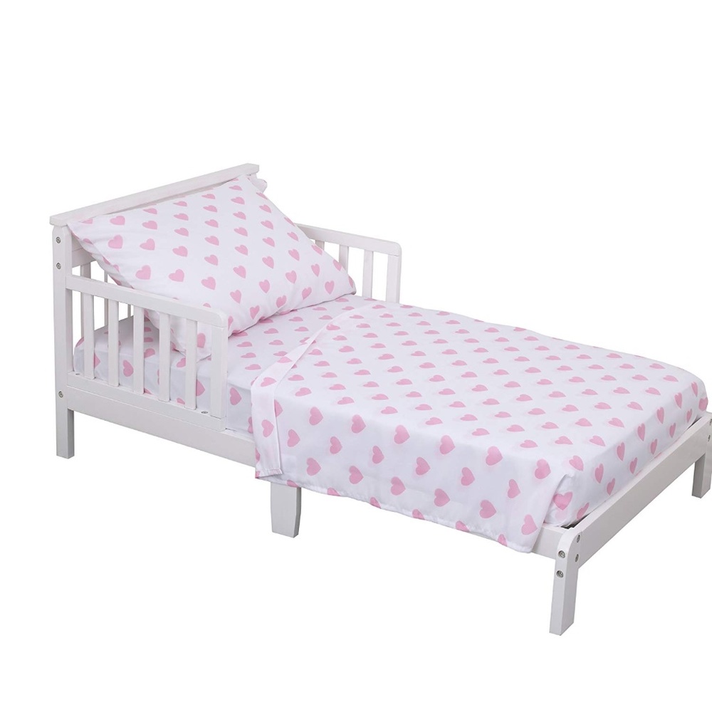 Pink and White Hearts 3 Piece Toddler Sheet Set - Picture 3 of 3